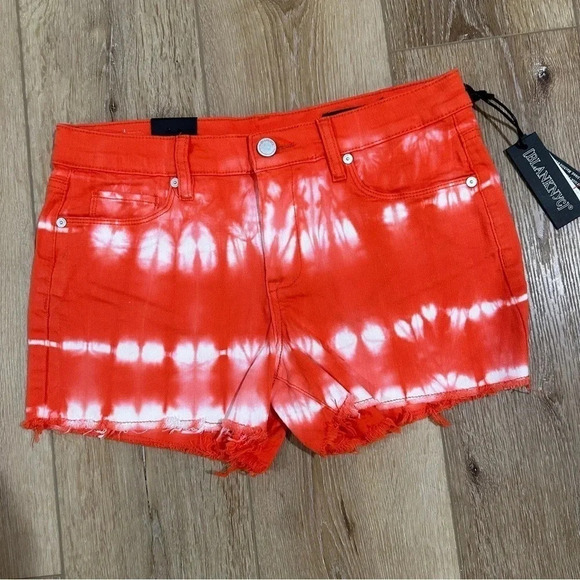Blank NYC The Essex Classic Cut-Off Short Orange Tie-Dye Denim Size 27 NWT - Picture 2 of 8